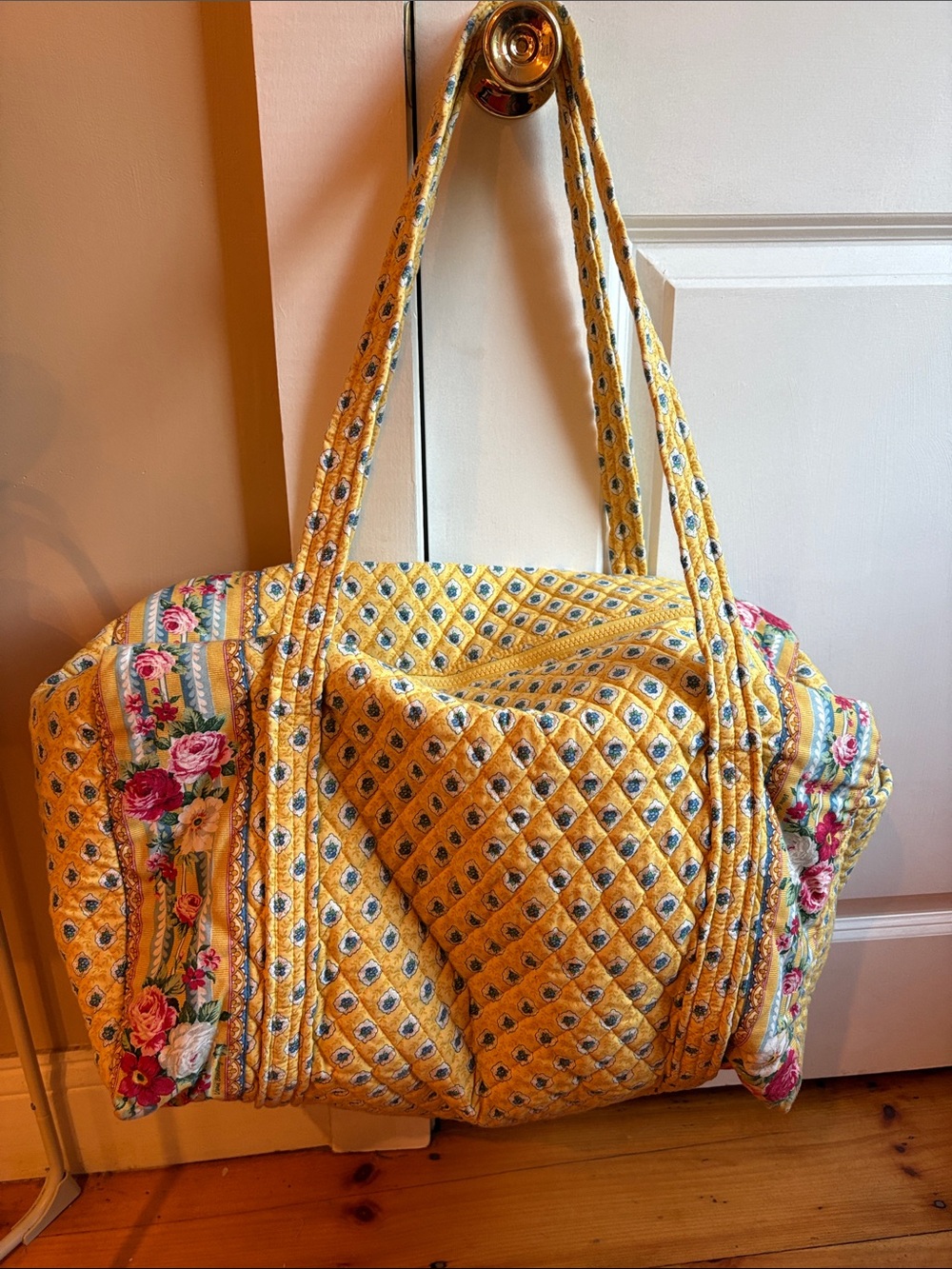 Vera Bradley Retired “Elizabeth” Quilted Yellow Floral Duffel Bag